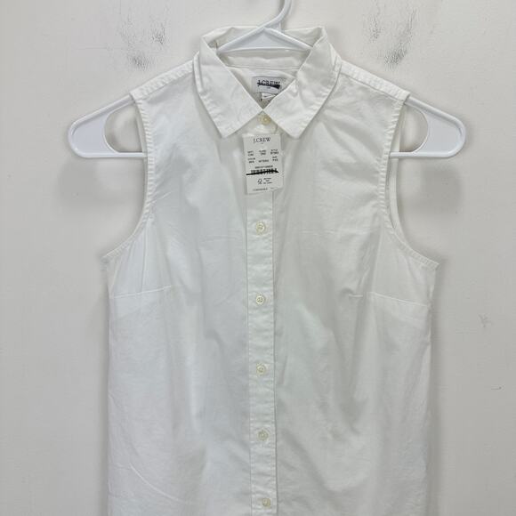 J.Crew Petite Sleeveless Cotton Poplin Shirt White Signature Fit Classic XSP NWT - Picture 6 of 11